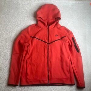 Nike tech fleece men's university red full zip hoodie casual relax L